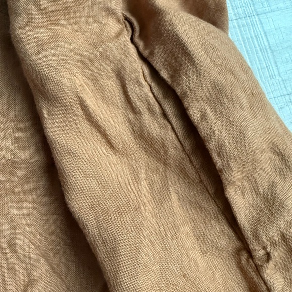 Everlane THE SMOCKED LINEN DRESS Tawny Brown Pockets Oversized Size XS - Picture 9 of 9